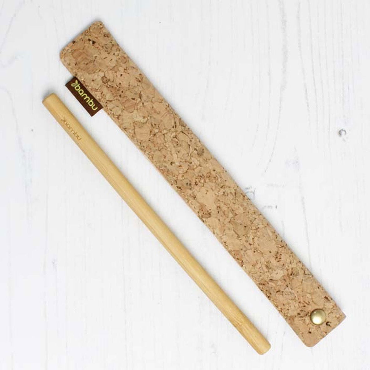 BambuHome Cork Fabric Straw Sleeve with Bamboo Straw