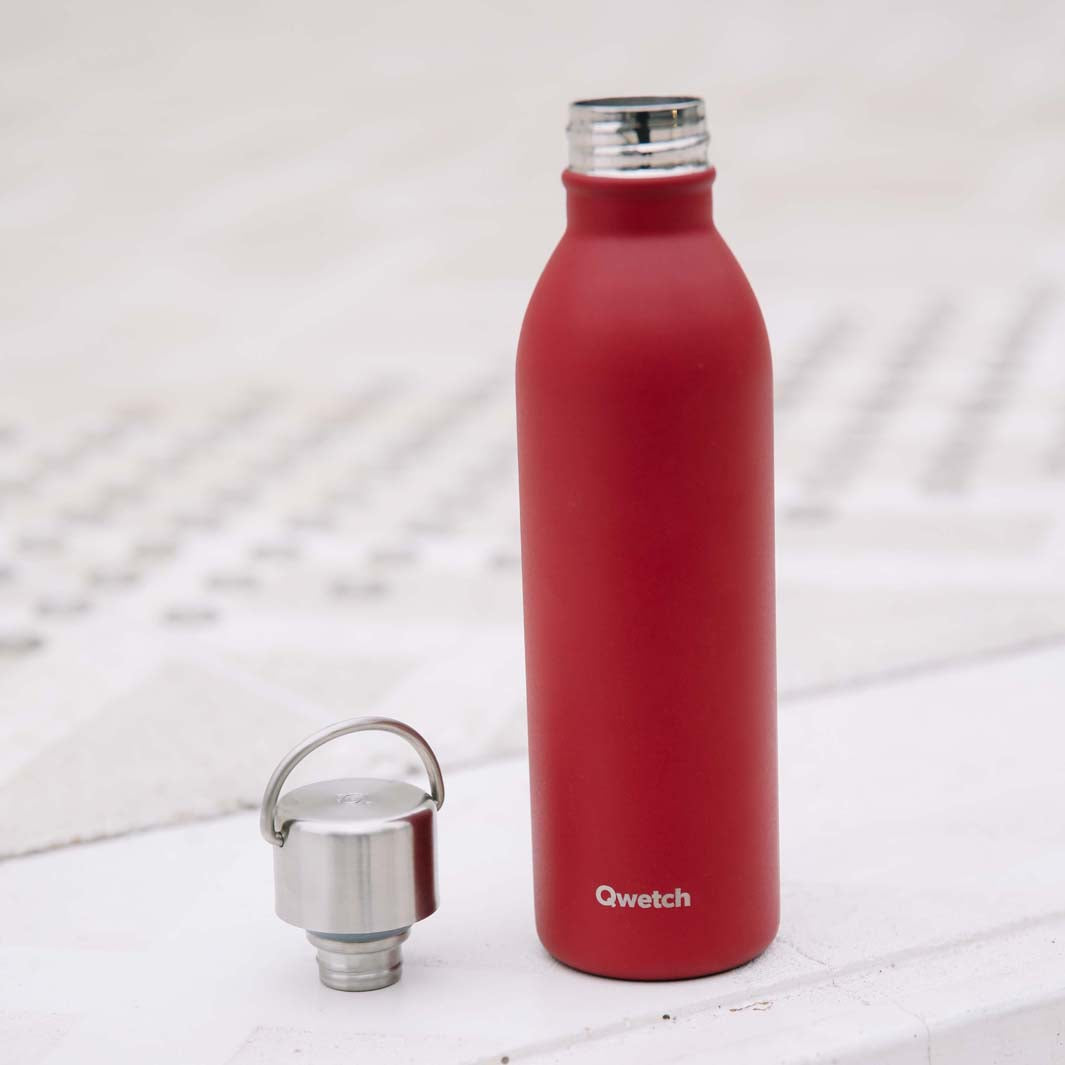Qwetch – Isolierte „Active“-Flasche aus Edelstahl – Rot